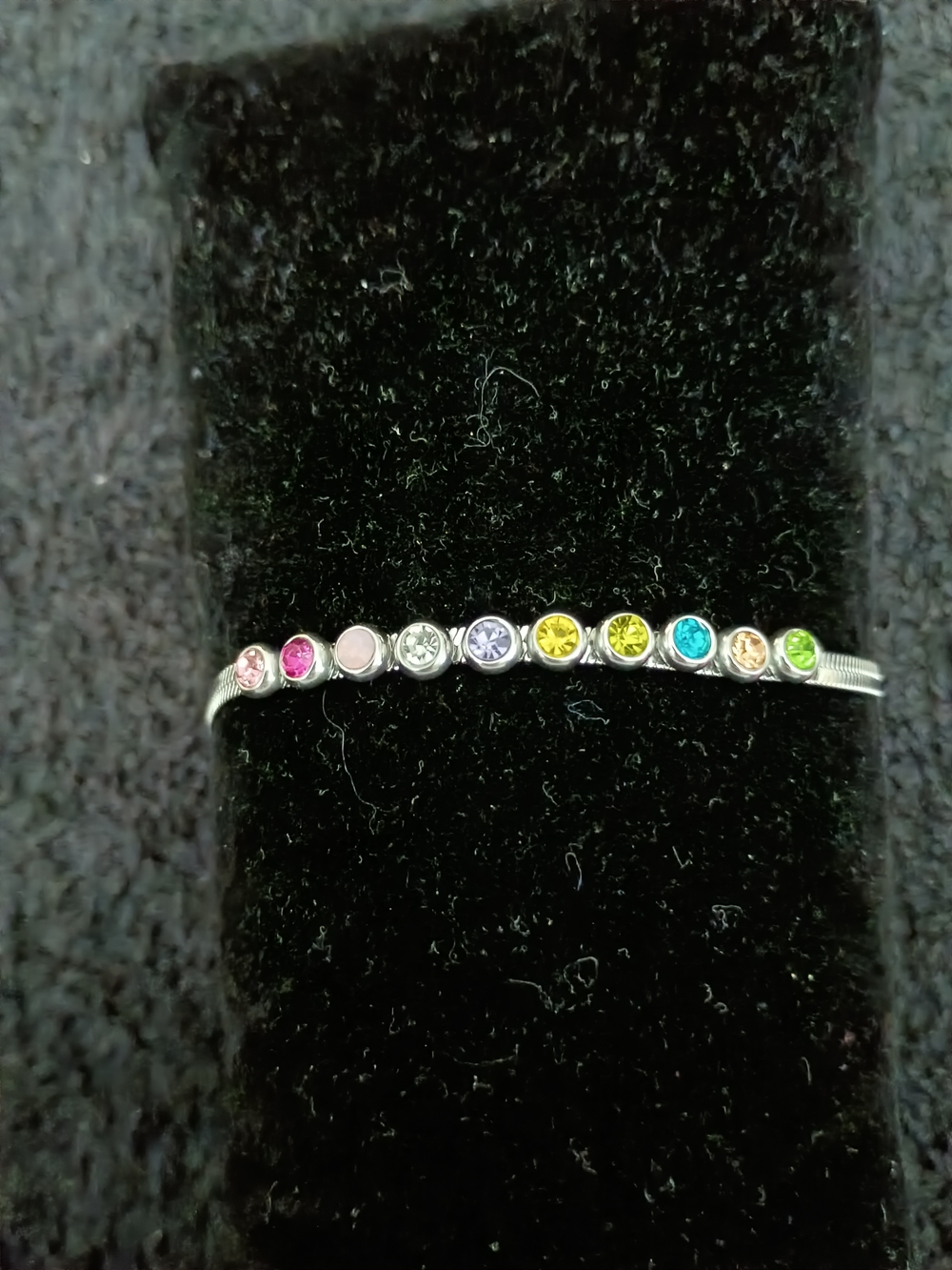 Multi-Gemstone Silver Tone Women's Bracelet - Rainbow Colors